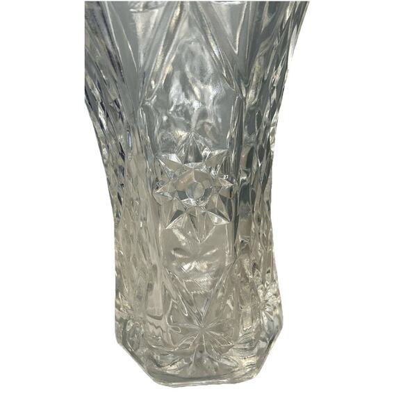 Vintage Crystal Starburst Anchor Hocking Star of David Vase 8.5” Cut Glass Hexa - Picture 4 of 13